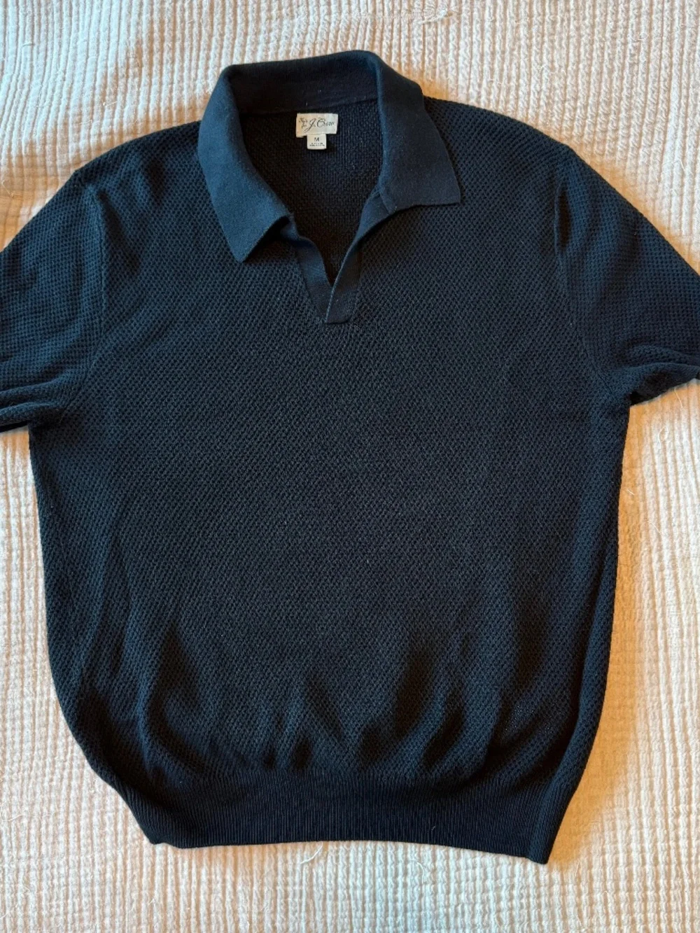 J Crew Short sleeve cotton mesh stitch sweater Polo